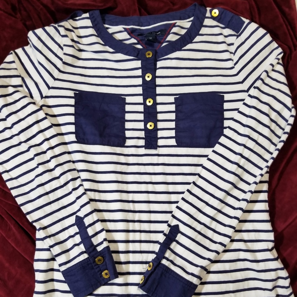 Blue and White Striped Nautical Tommy Hilfiger Top